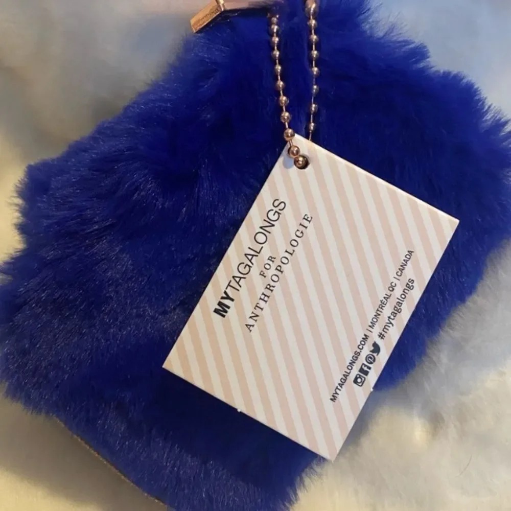 Faux Fur Earbud Case- Sapphire